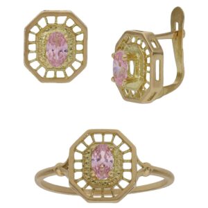 Pendientes oro 18kl circonitas rosa