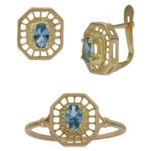 Pendientes oro 18kl circonitas azul