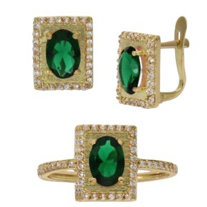 Pendientes oro 18kl circonitas verde