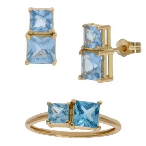 Pendientes oro 18kl circonitas azul