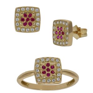 Pendientes oro 18kl crisopal rojo