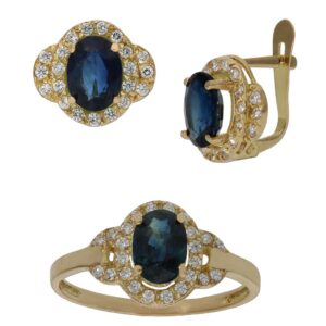 Pendientes oro 18kl zafiros finos