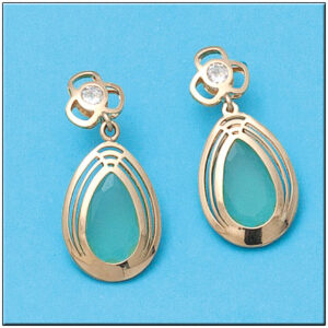 Pendientes oro 18kl verde circonitas