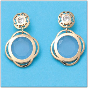 Pendientes oro 18kl azul circonitas