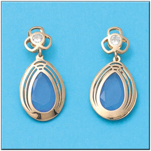 Pendientes oro 18kl azul circonitas