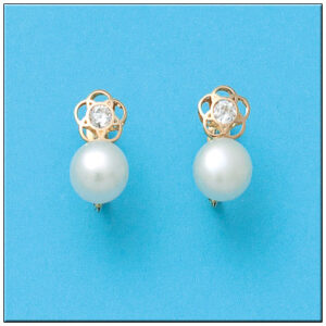 Pendientes oro 18kl perlas circonitas
