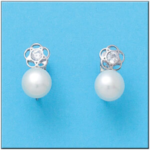 Pendientes oro blanco 18kl flor