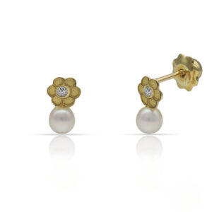 Pendientes oro 18kl flor