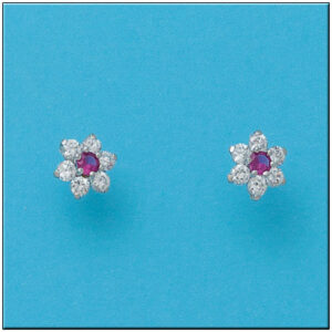 Pendientes oro blanco 18kl roseton