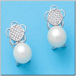 Pendientes oro blanco 18kl p. cultivadas