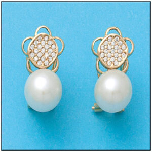 Pendientes oro 18kl flor p. cultivadas