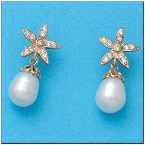 Pendientes oro 18kl flor p. cultivadas