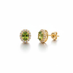 Pendientes oro 18kl oval color olivina