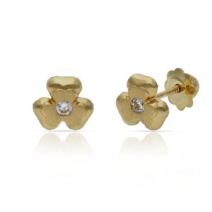 Pendientes oro 18kl trebol