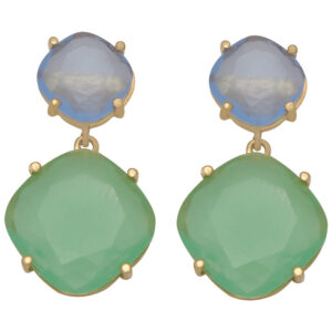 Pendientes oro 18kl azules - verdes