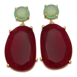 Pendientes oro 18kl verdes - burdeos