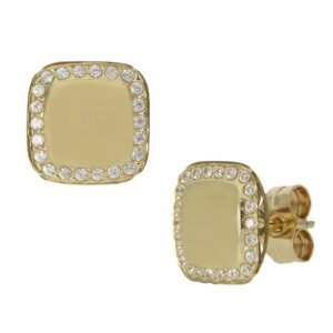 Pendientes oro 18kl circonitas - 9x9mm