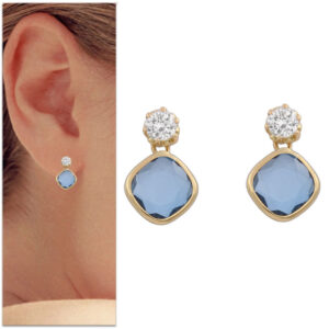 Pendientes oro 18kl agua marina