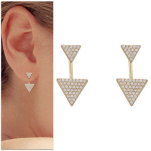 Pendientes oro 18kl flecha circonitas
