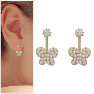 Pendientes oro 18kl mariposas circonitas