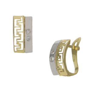 Pendientes oro 18kl bicolor circonitas