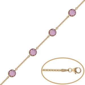 Pulsera oro 18kl bismark piedra rosa