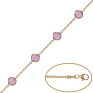 Pulsera oro 18kl bismark piedra rosa