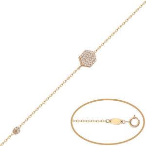 Pulsera oro 18kl hexagono circonitas