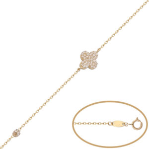 Pulsera oro 18kl flor circonitas