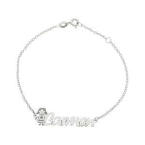 Pulsera oro blanco 18kl niña + nombre