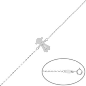 Pulsera oro blanco 18kl niña + nombre