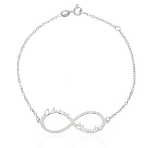 Pulsera oro blanco 18kl infinito nombres