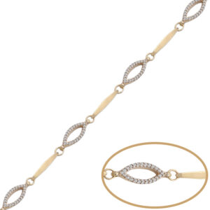 Pulsera oro 18kl oval circonitas