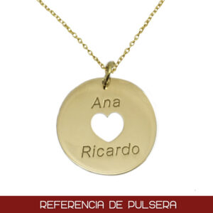 Pulsera oro 18kl circulo + corazon