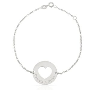 Pulsera oro blanco 18kl circulo + nombres