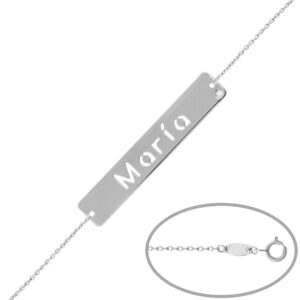 Pulsera nombre oro blanco 18kl diamante
