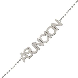 Pulsera oro blanco 18kl nombre grande