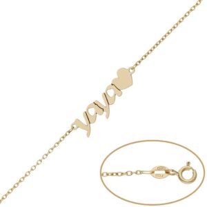 Pulsera oro 18kl yaya + corazon