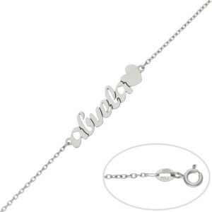 Pulsera oro blanco 18kl abuela + corazon
