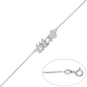 Pulsera oro blanco 18kl tita + corazon