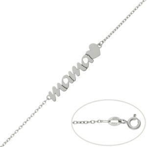 Pulsera oro blanco 18kl mama + corazon