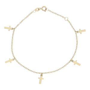 Pulsera oro 18kl mini charms cruces