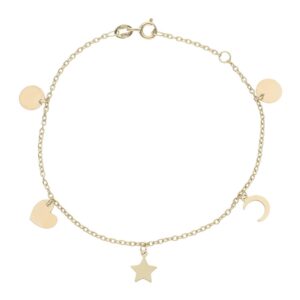 Pulsera oro 18kl mini charms mix