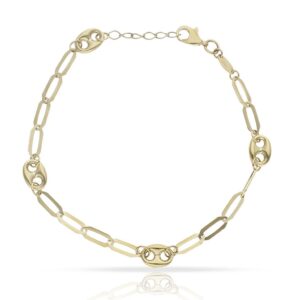 Pulsera oro 18kl calabrote + eslabones - 6mm