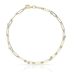 Pulsera oro 18kl bolas + eslabones - 3mm