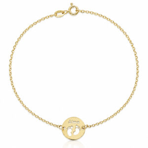 Pulsera oro 18kl pies + nombre - 12mm