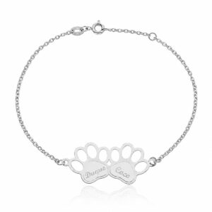 Pulsera oro blanco 18kl 2 huellas