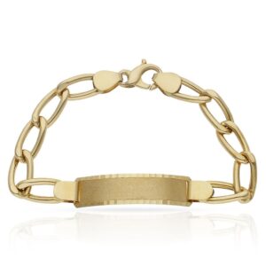 Pulsera oro 18kl hueca figaro placa