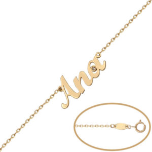 Pulsera nombre grande oro 18kl + diamante