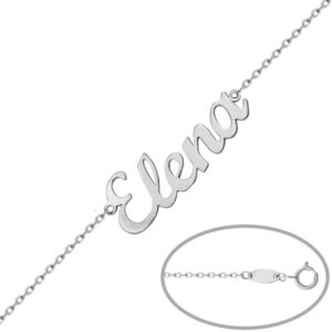 Pulsera nombre grande oro blanco 18kl